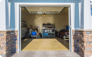 open view of an empty garage
